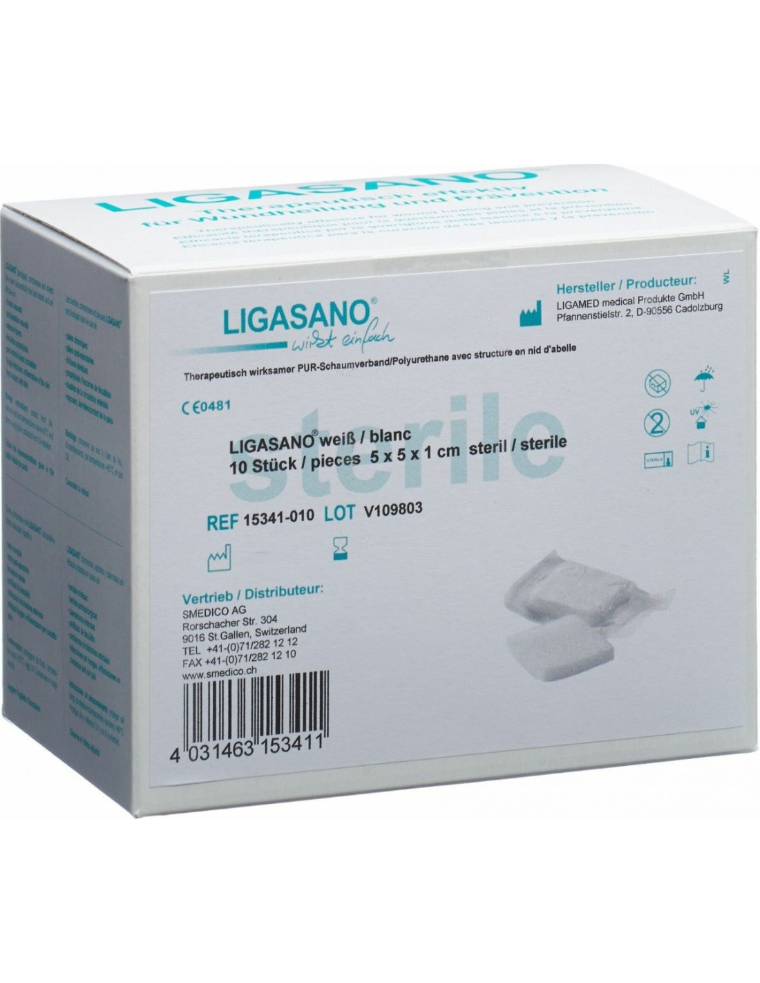 Ligasano Bianco Spugna Sterile In Poliuretano Espanso 5X5X1 10Pz