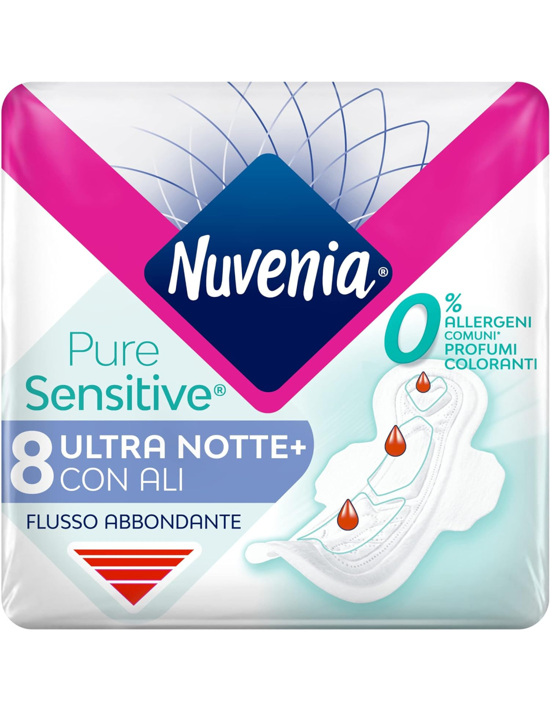 Nuvenia Pure Sensitive Assorbenti Ultra Notte Con Ali Notte 8Pz