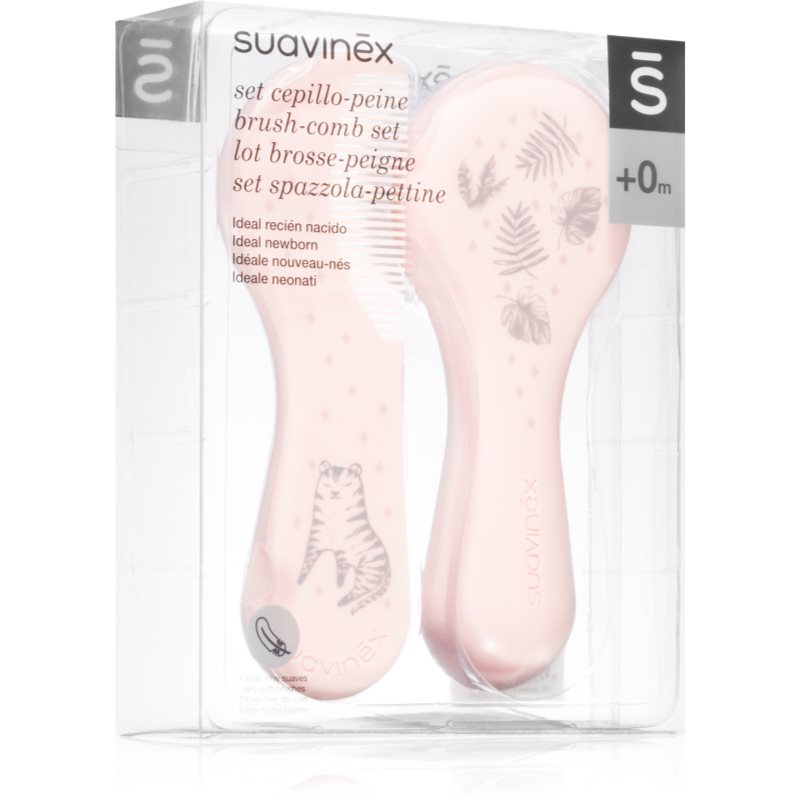 Suavinex Tigers Brush-Comb Set Set Para Bebé Lactante Pink 2 Ud