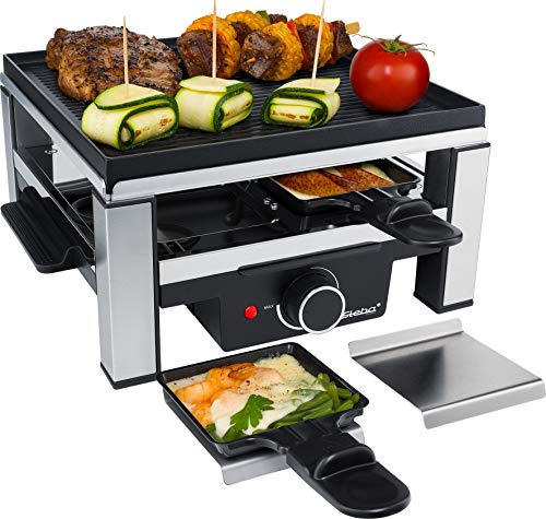 Steba Raclette Rc 104 | Piastra Antiaderente In Alluminio Pressofuso | 4 Padelline Con Rivestimento Antiaderente | 4 Ripiani Per Padelle, Regolatore D