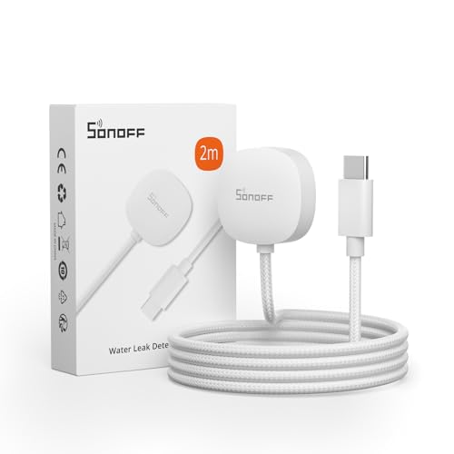 Sonoff Cavo Di Rilevamento Perdite D'Acqua, Funziona Con Sensore Perdite D'Acqua Sonoff Snzb-05P, Lunghezza 2 M