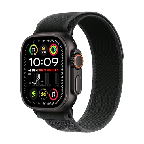 Apple Watch Ultra 2 (Gps + Cellular 49 Mm) Smartwatch, Sportuhr Mit Titangehäuse In Schwarz Und Trail Loop In Schwarz (M/L), Fitness Tracker, Präzises