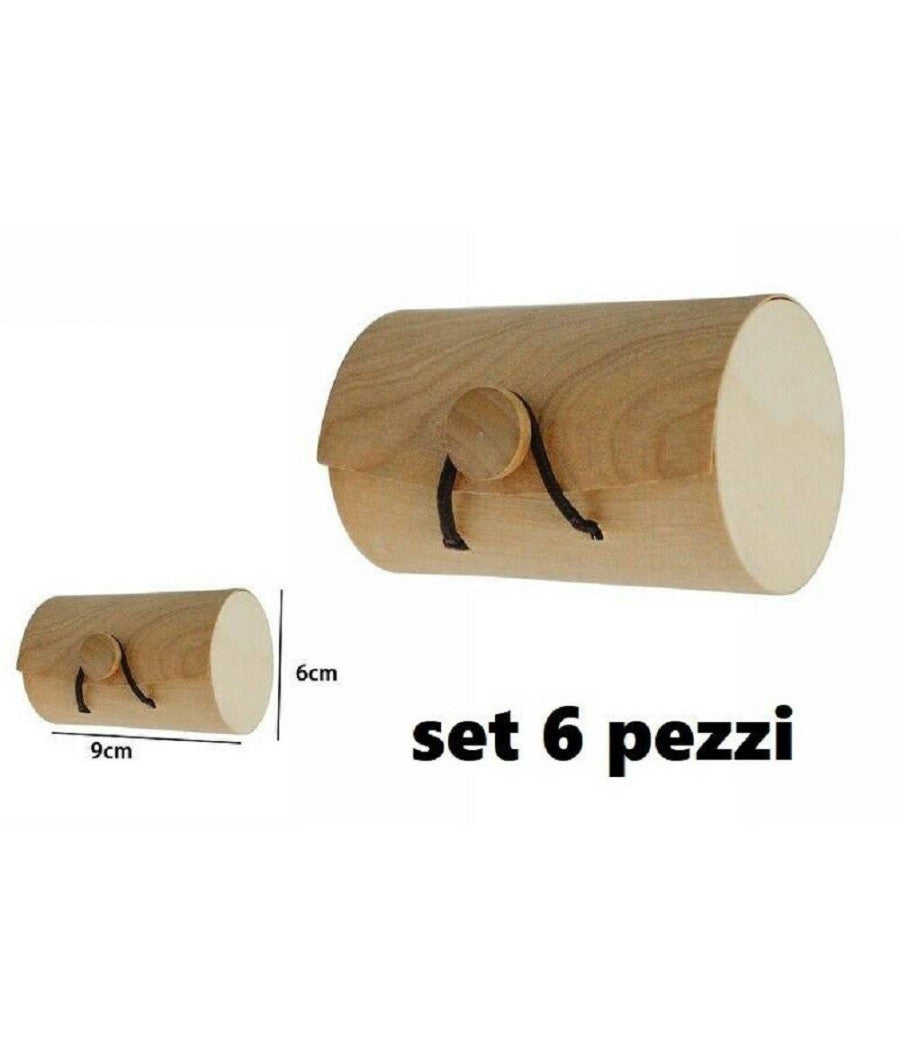 Set 6 scatole box astuccio in legno decoupage portagioie cofanetto 53487a