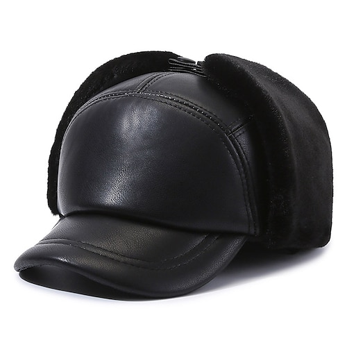 Per uomo Cappelli invernali Berretto caldo invernale Berretto da baseball invernale con paraorecchie Berretto da baseball invernale Nero Grigio pelle 
