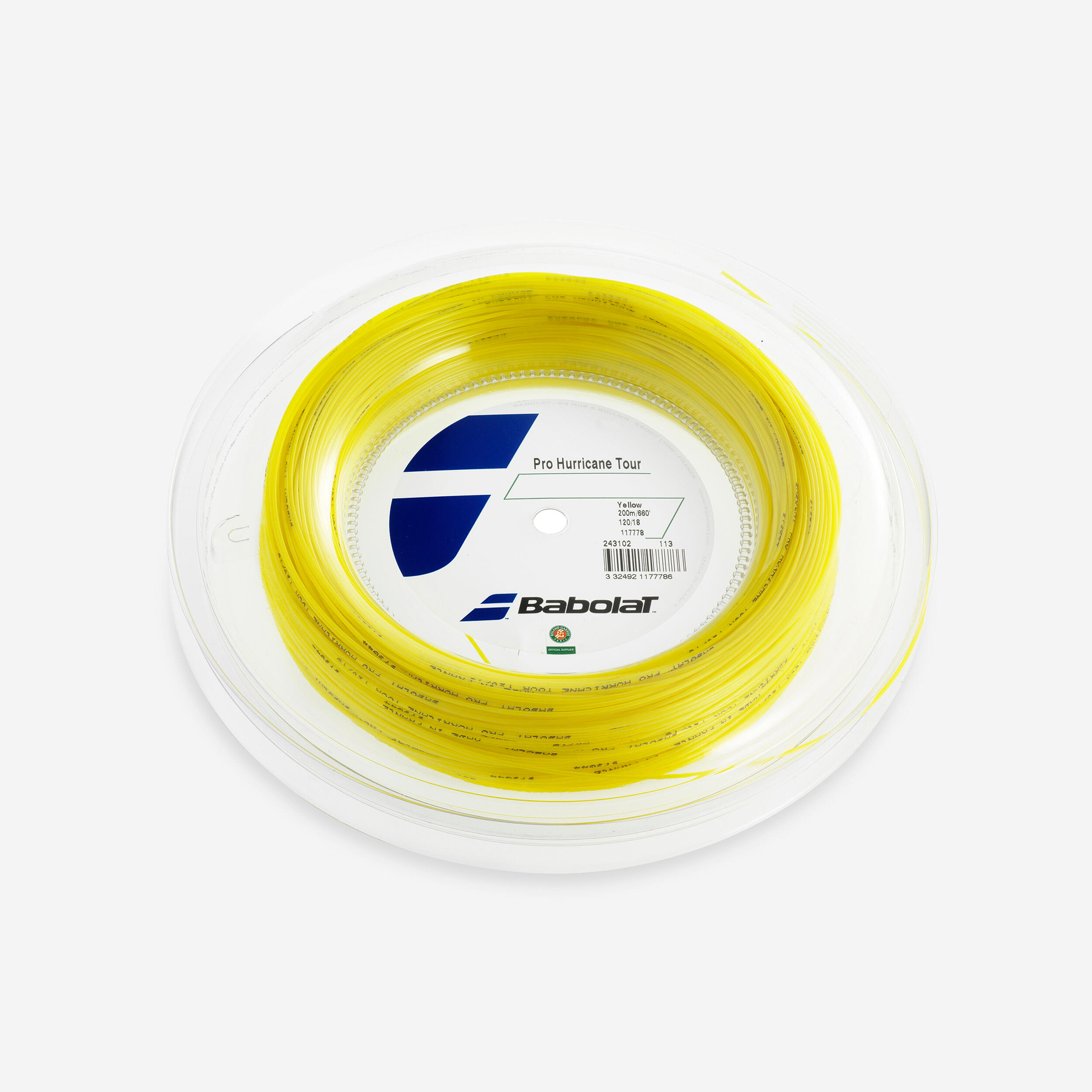 Decathlon | Bobina corda tennis monofilamento RPM HURRICANE 1.25mm 200m gialla |  Babolat