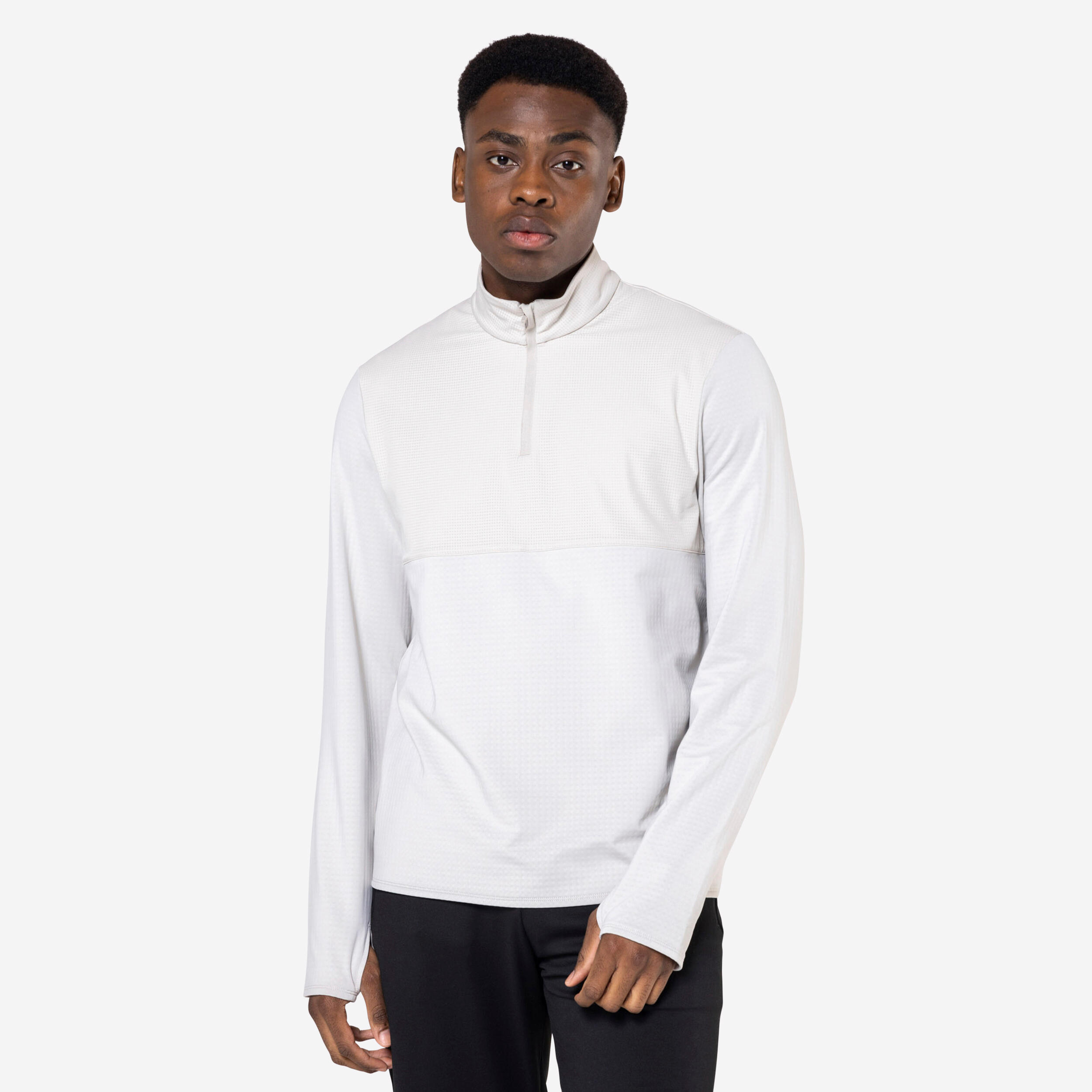 Decathlon | Maglia manica lunga running uomo WARM 500 beige |  Kalenji