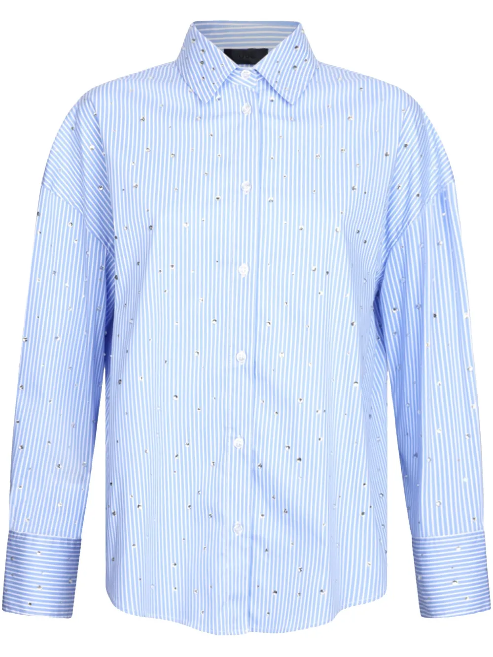 LIU JO Light blue poplin shirt with rhinestones