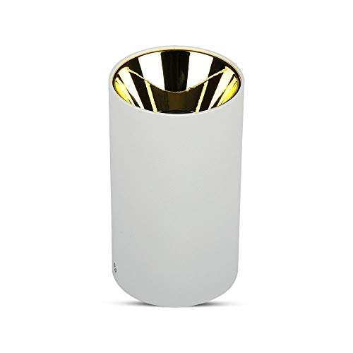Portafaretto Led Montaggio A Plafone Rotondo Gu10 Corpo Bianco Riflettore Oro
