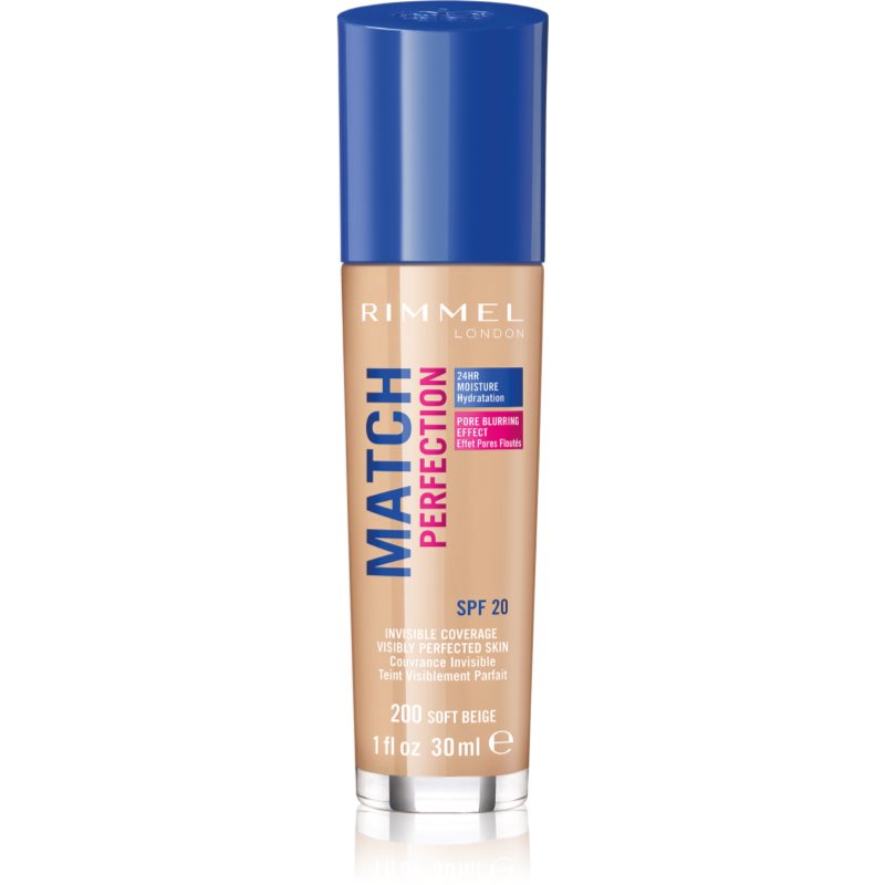 Rimmel Match Perfection Fondotinta Liquido Spf 20 Colore 200 Soft Beige 30 Ml