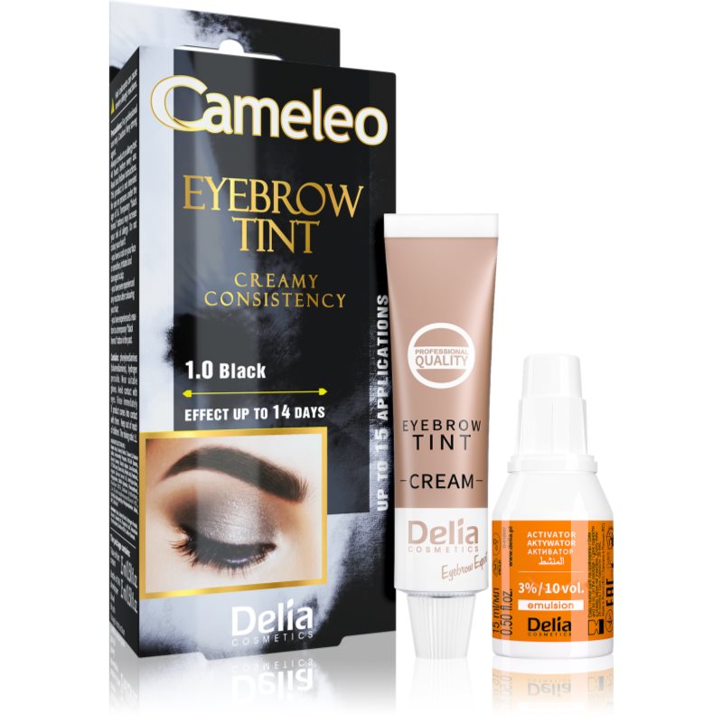 Delia Cosmetics Cameleo Colore Professionale In Crema Per Sopracciglia Senza Ammoniaca Colore 1.0 Black 15 Ml