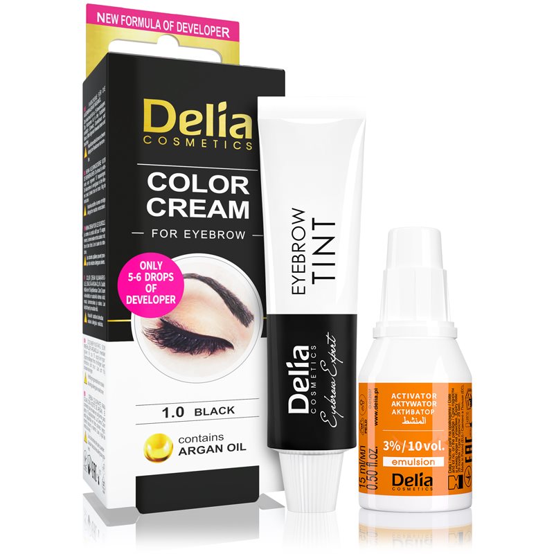 Delia Cosmetics Argan Oil Tinta Per Sopracciglia Colore 1.0 Black 15 Ml