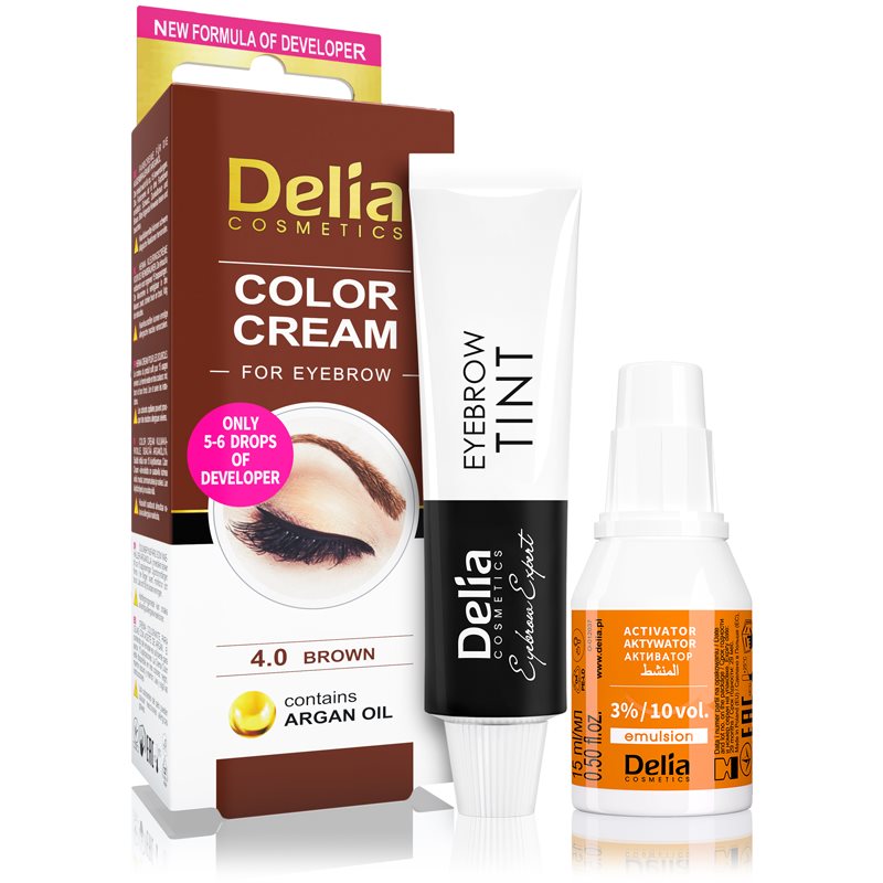 Delia Cosmetics Argan Oil Tinta Per Sopracciglia Colore 4.0 Brown 15 Ml
