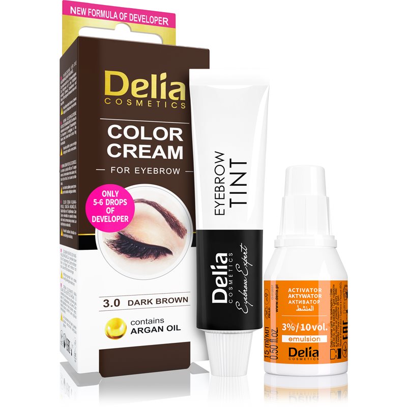 Delia Cosmetics Argan Oil Tinta Per Sopracciglia Colore 3.0 Dark Brown 15 Ml