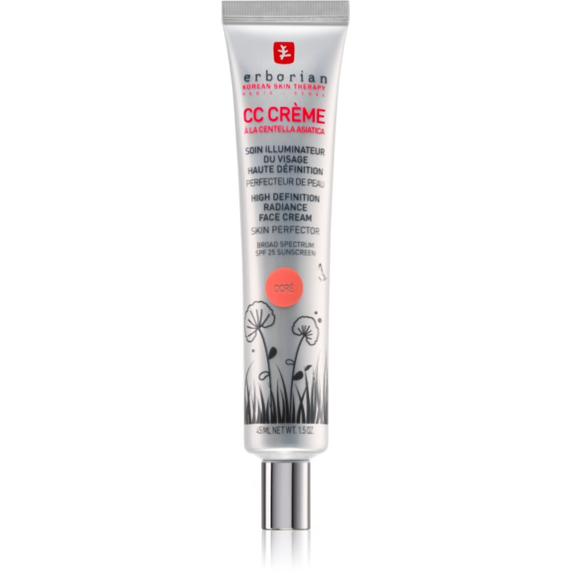 Erborian Cc Crème Centella Asiatica Crema Illuminante Per Una Tinta Uniforme Della Pelle Spf 25 Confezione Grande Colore Doré 45 Ml