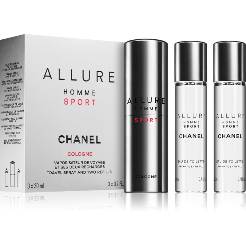 Chanel Allure Homme Sport Cologne Acqua Di Colonia (1X Ricaricabile + 2X Ricariche) Per Uomo 2X20 Ml