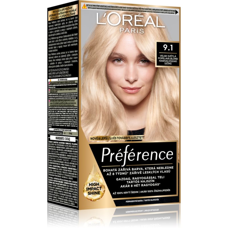 L’Oréal Paris Préférence Tinta Per Capelli Colore 9.1 Viking Light Ash Blonde