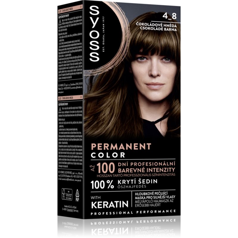 Syoss Color Tinta Permanente Per Capelli Colore 4-8 Chocolate Brown 1 Pz