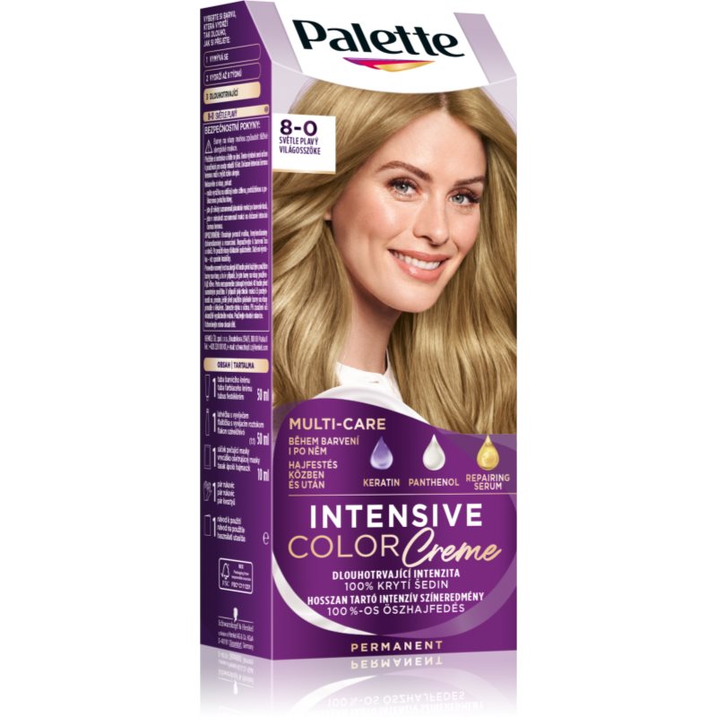 Schwarzkopf Palette Intensive Color Creme Tinta Permanente Per Capelli Colore 8-0 N7 Light Blonde 1 Pz