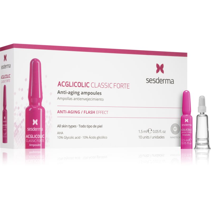 Sesderma Acglicolic Classic Forte Facial Siero Idratante Antirughe Con Aha Acids 10 X 1.5 Ml