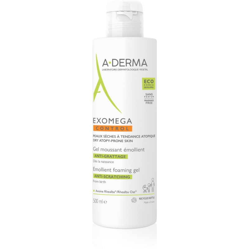 A-Derma Exomega Control Emollient Foaming Gel Gel Mousse Emolliente Per Pelli Secche E Atopiche 500 Ml