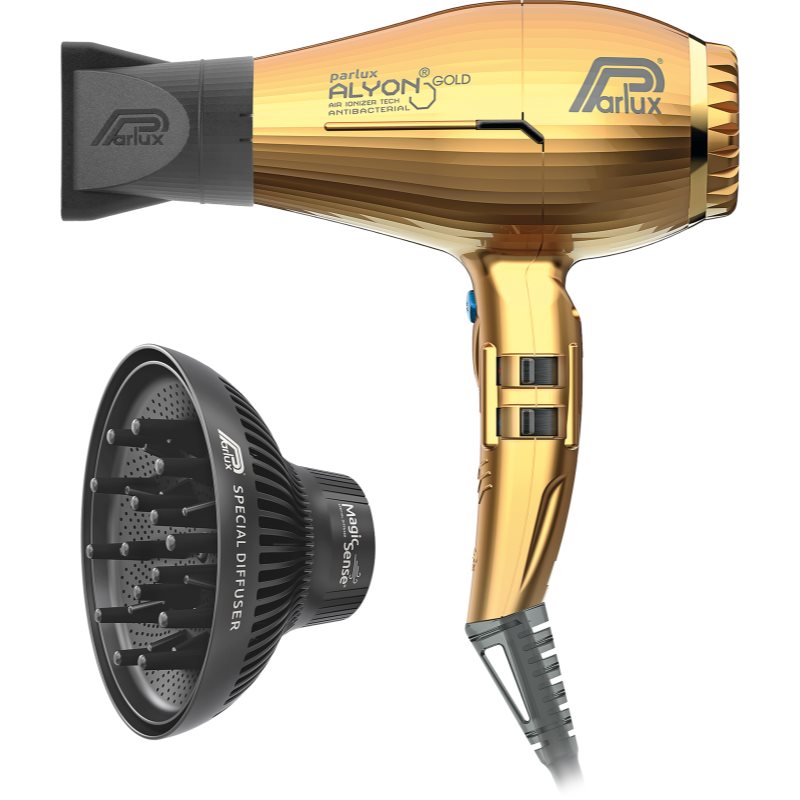 Parlux Alyon + Magic Sense Asciugacapelli Professionale Con Ionizzatore + Diffusore Gold 1 Pz