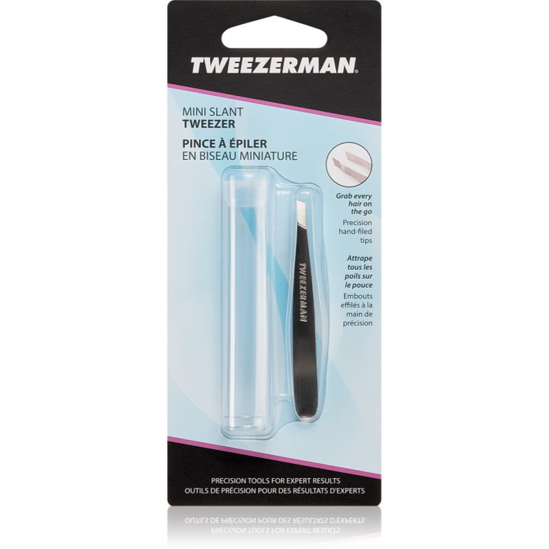 Tweezerman Mini Slant Pinzetta Con Estremità Oblique Mini Con Un Cofanetto Da Viaggio Stainless 1 Pz