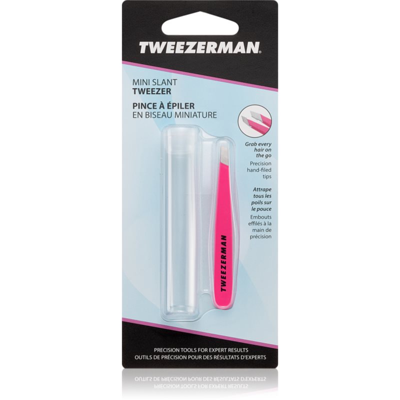 Tweezerman Mini Slant Pinzetta Con Estremità Oblique Mini Con Un Cofanetto Da Viaggio Neon Pink 1 Pz