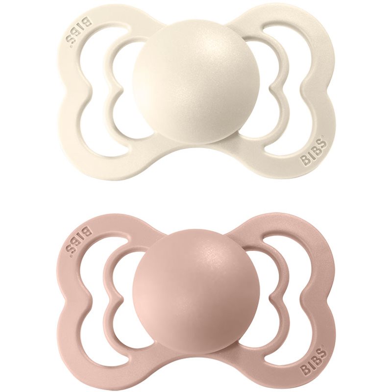 Bibs Supreme Natural Rubber Size 2: 6+ Months Ciuccio Ivory / Blush 2 Pz
