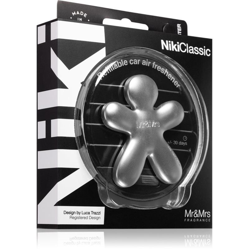 Mr & Mrs Fragrance Niki Fresh Air Deodorante Per Auto Ricaricabile Silver (Matt) 1 Pz