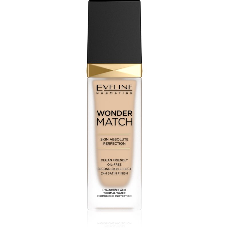 Eveline Cosmetics Wonder Match Fondotinta Liquido Lunga Tenuta Con Acido Ialuronico Colore 10 Light Vanilla 30 Ml