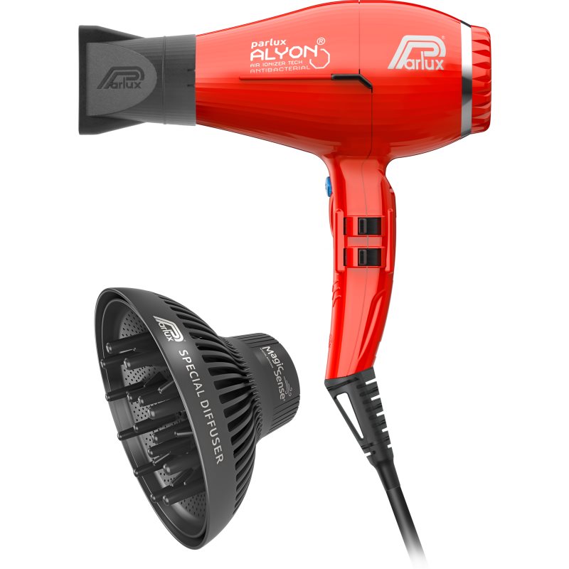 Parlux Alyon + Magic Sense Asciugacapelli Professionale Con Ionizzatore + Diffusore Red 1 Pz