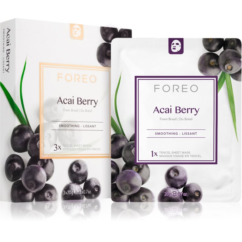 Foreo Farm To Face Sheet Mask Acai Berry Maschera Antiossidante In Tessuto 3X20 Ml