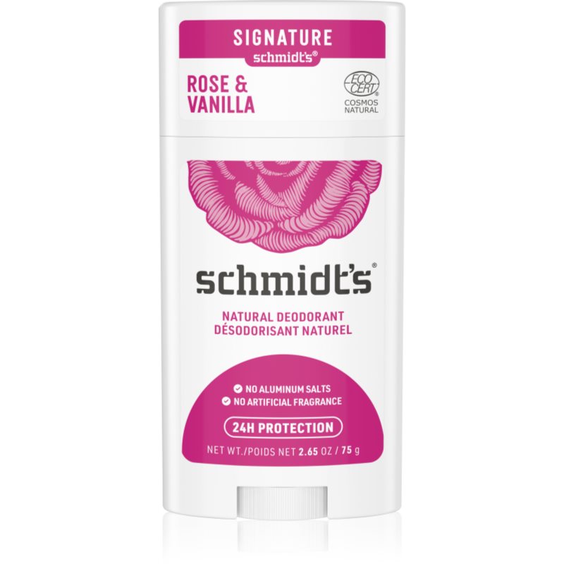 Schmidt'S Rose + Vanilla Deodorante Solido Senza Sali Di Alluminio 75 G