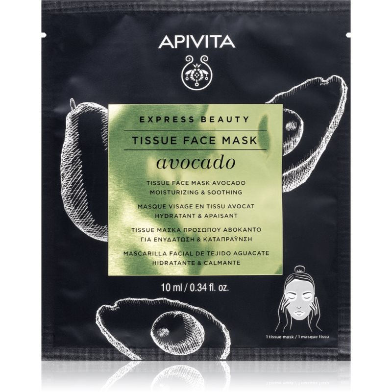 Apivita Express Beauty Moisturizing Tissue Face Mask Avocado Mascheraviso Idratante In Tessuto Per Lenire La Pelle 10 Ml