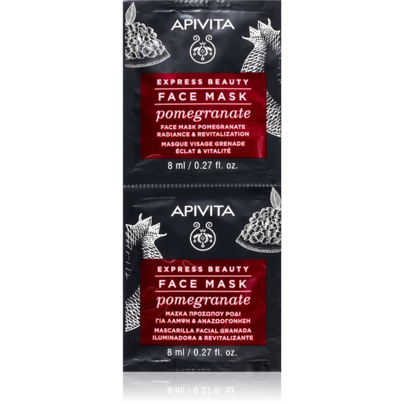 Apivita Express Beauty Revitalizing Face Mask Pomegranate Maschera Viso Rivitalizzante E Illuminante 2 X 8 Ml