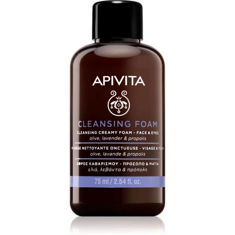 Apivita Cleansing Foam Face & Eyes Mousse Struccante Detergente Per Viso E Occhi Per Tutti I Tipi Di Pelle 75 Ml
