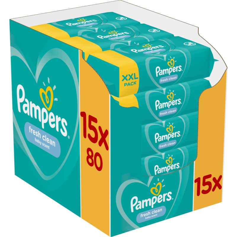 Pampers Fresh Clean Salviette Detergenti Umidificate Per Bambini Per Pelli Sensibili 15X80 Pz