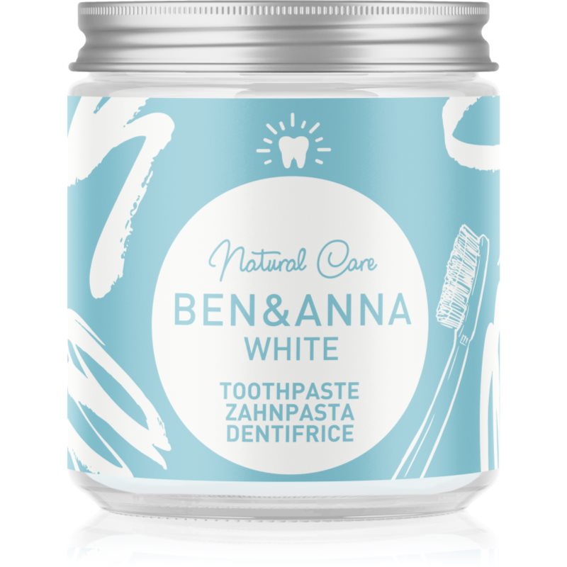 Ben&Anna Natural Toothpaste White Dentifricio In Vasetto Di Vetro Con Effetto Sbiancante 100 Ml