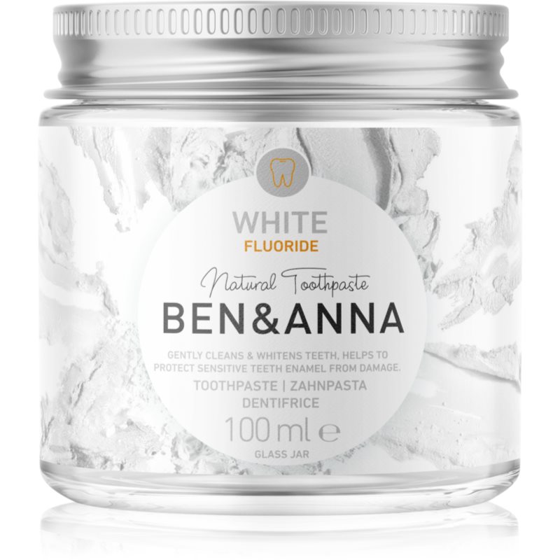 Ben&Anna Natural Toothpaste White Fluoride Dentifricio In Vasetto Di Vetro Al Fluoro 100 Ml