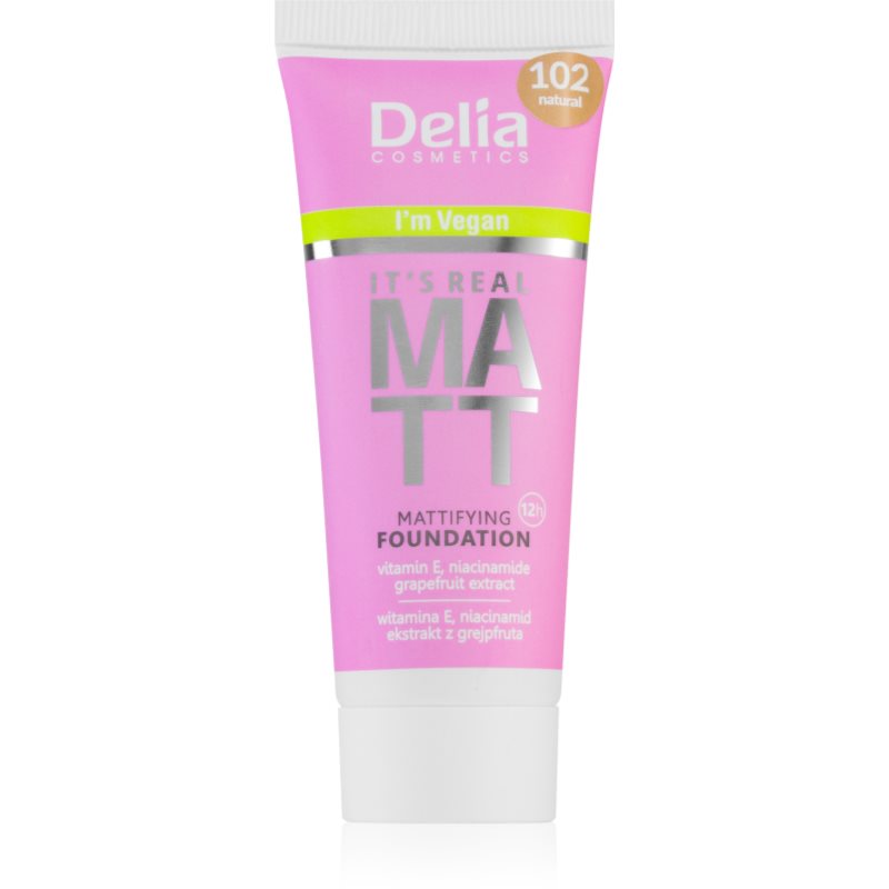 Delia Cosmetics It'S Real Matt Fondotinta Opacizzante Colore 102 Natural 30 Ml