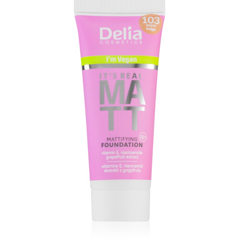 Delia Cosmetics It'S Real Matt Fondotinta Opacizzante Colore 103 Warm Beige 30 Ml