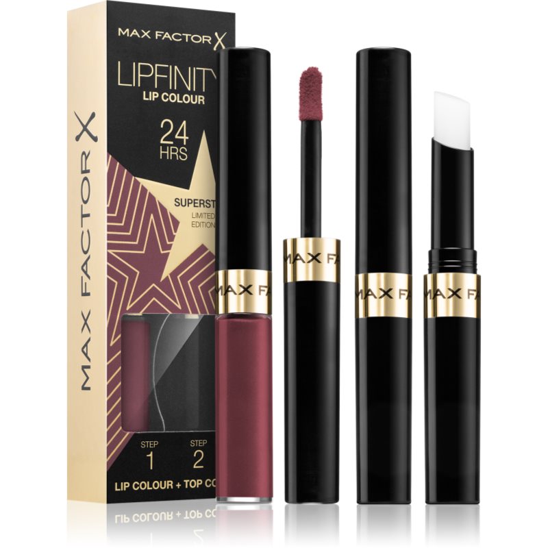 Max Factor Lipfinity Rising Stars Rossetto Liquido Lunga Tenuta Con Balsamo Colore 86 Superstar 2 Pz