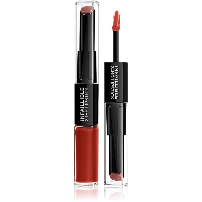 L’Oréal Paris Infallible 24H Rossetto E Lucidalabbra Lunga Tenuta 2 In 1 Colore 501 Timeless Red 5,7 G