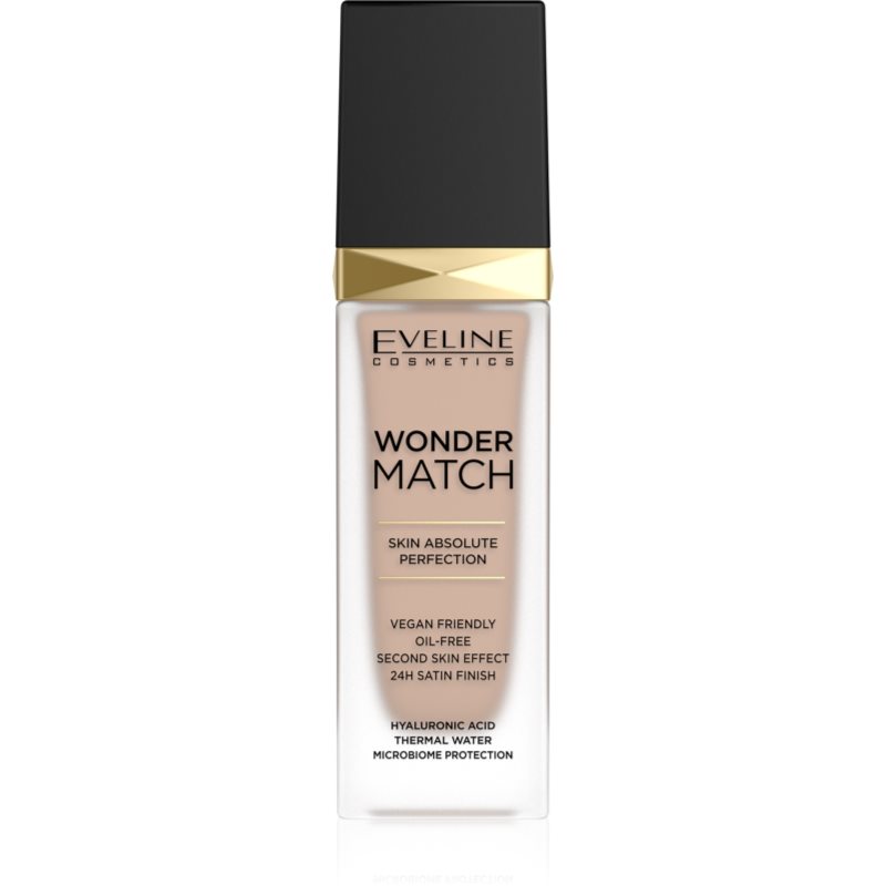 Eveline Cosmetics Wonder Match Fondotinta Liquido Lunga Tenuta Con Acido Ialuronico Colore 35 Sunny Beige 30 Ml