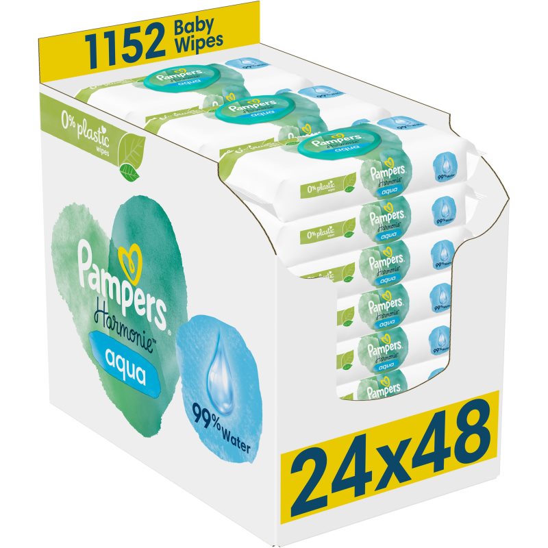 Pampers Harmonie Aqua Salviette Detergenti Umidificate Per Bambini 24X48 Pz