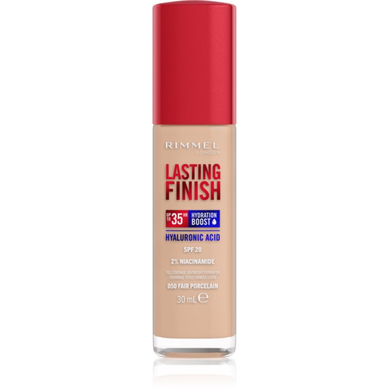 Rimmel Lasting Finish 35H Hydration Boost Fondotinta Idratante Spf 20 Colore 050 Fair Porcelain 30 Ml