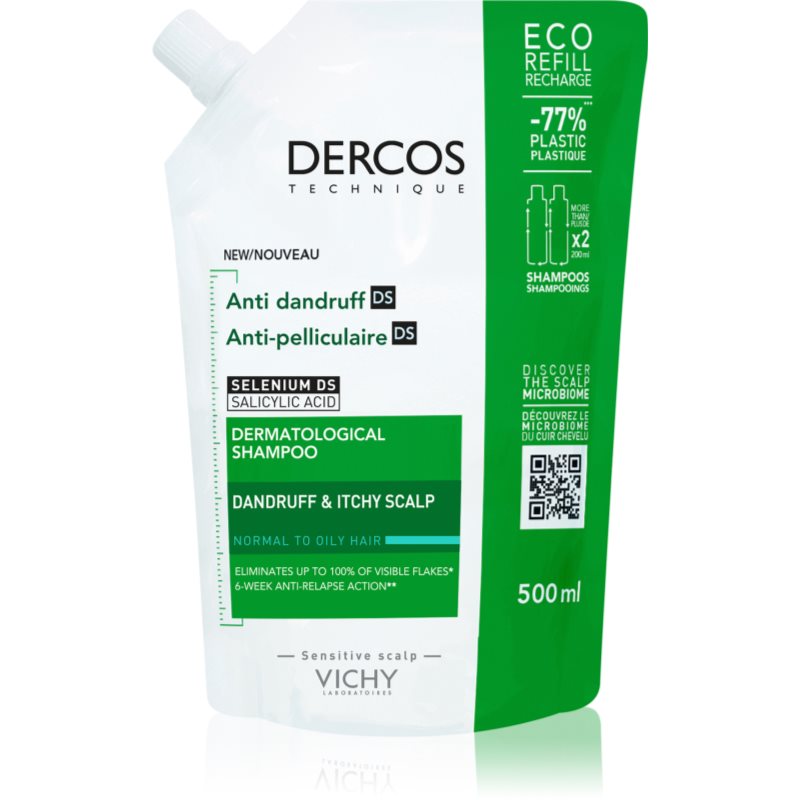 Vichy Dercos Anti-Dandruff Shampoo Antiforfora Per Capelli Normali E Grassi Ricarica 500 Ml