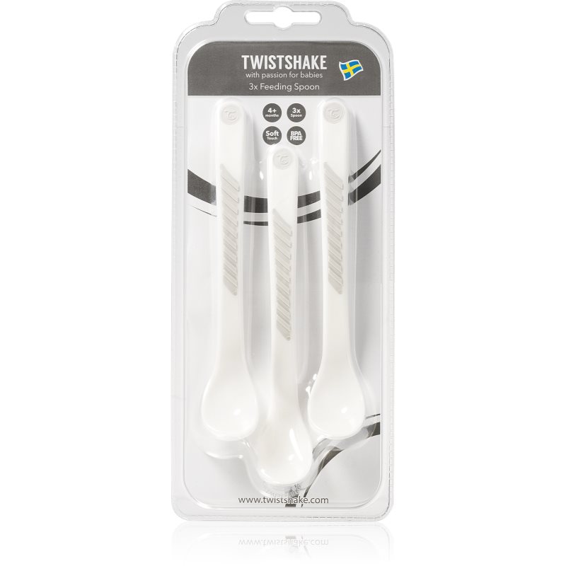 Twistshake Feeding Spoons Cucchiaino White 4 M+ 3 Pz