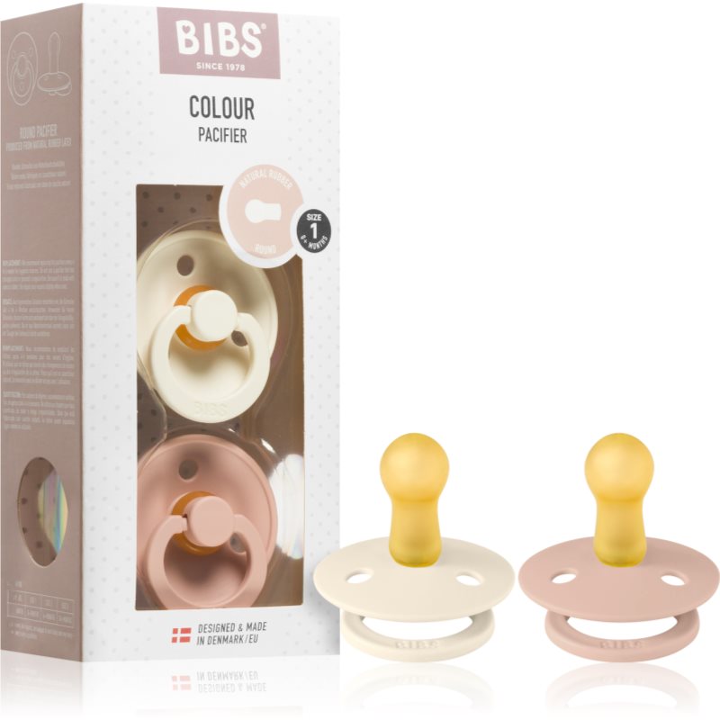 Bibs Colour Natural Rubber Size 1: 0+ Months Ciuccio Ivory / Blush 2 Pz