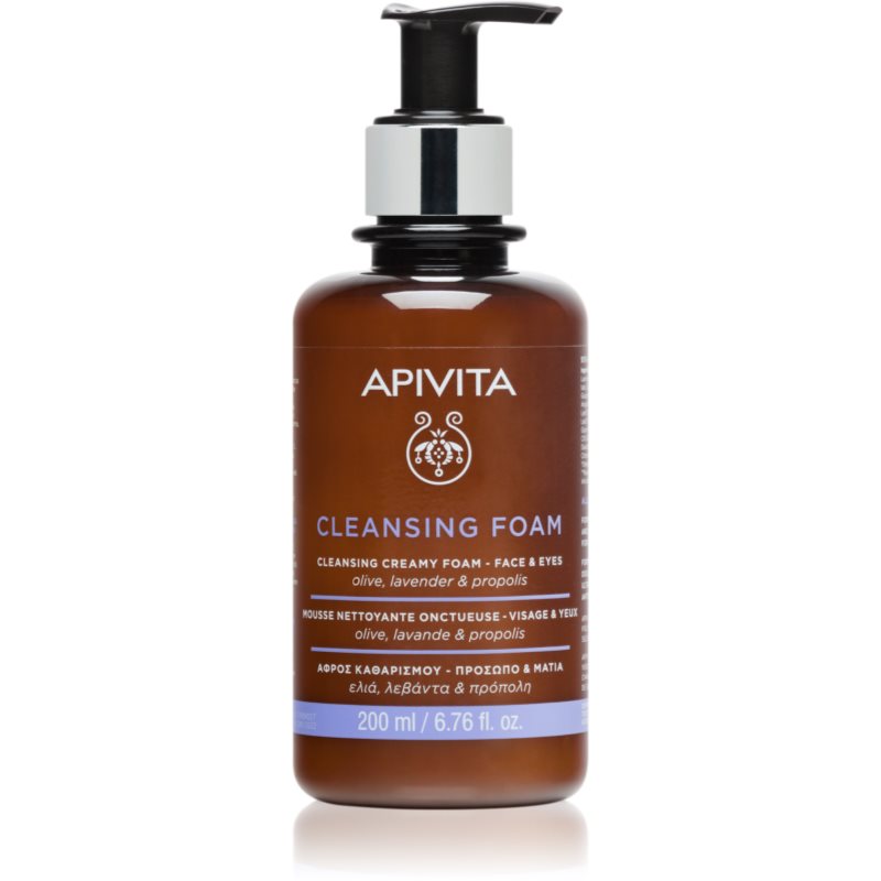 Apivita Cleansing Foam Face & Eyes Mousse Struccante Detergente Per Viso E Occhi Per Tutti I Tipi Di Pelle 200 Ml